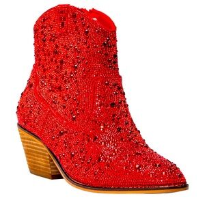 Corkys Red Rhinestone short boot. New with box